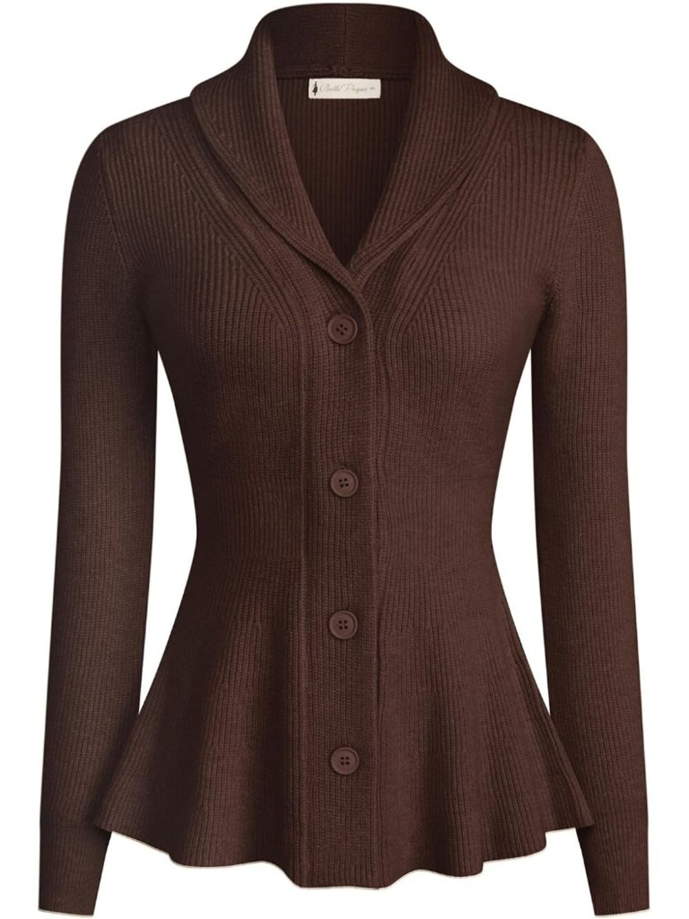 Women Vintage Cardigan Sweater Shawl Lapel Button Down Sweater Outwear Coat